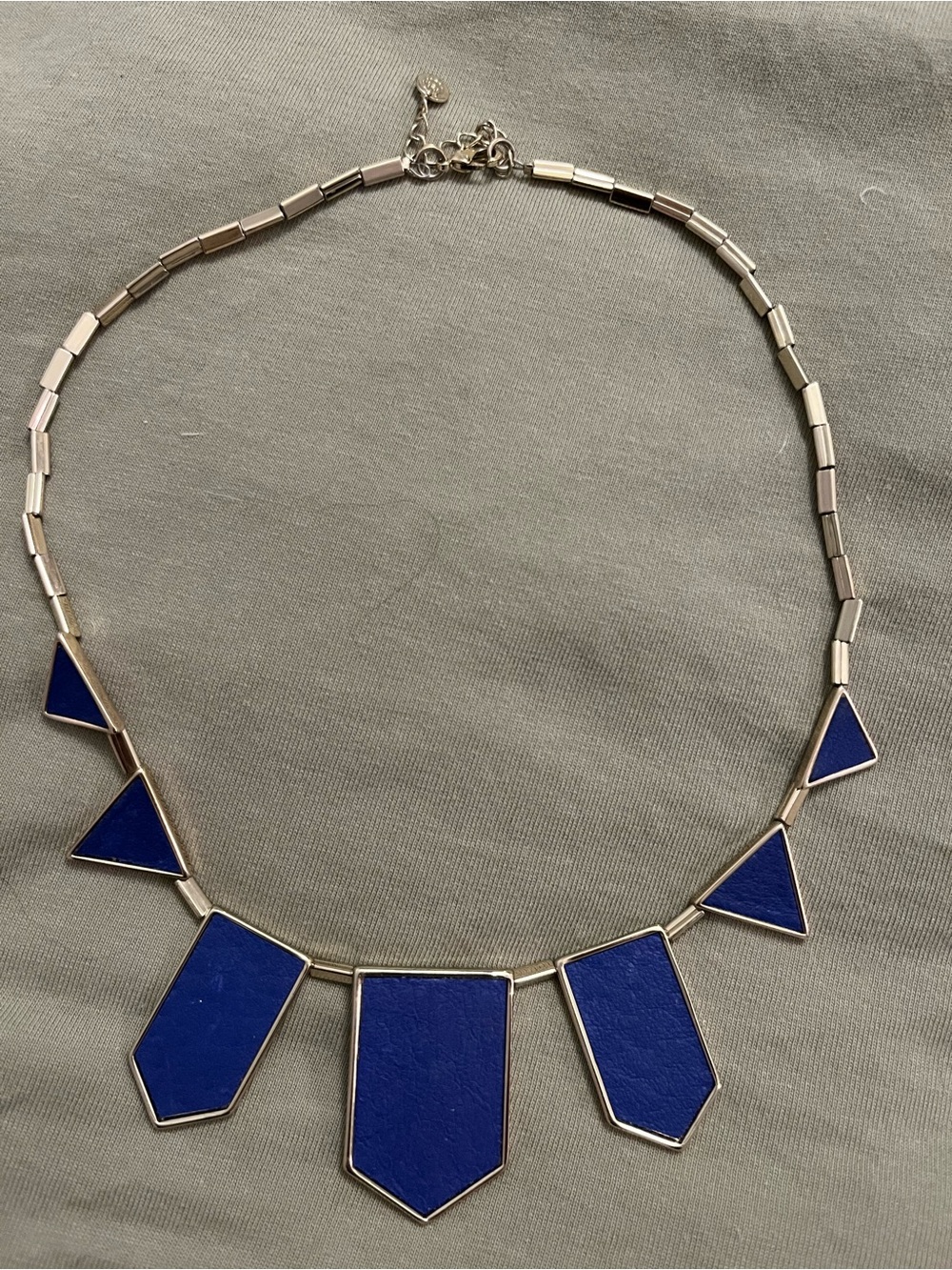 House of Harlow 1960 Silver-Tone Necklace with Royal Blue Geometric Pendants